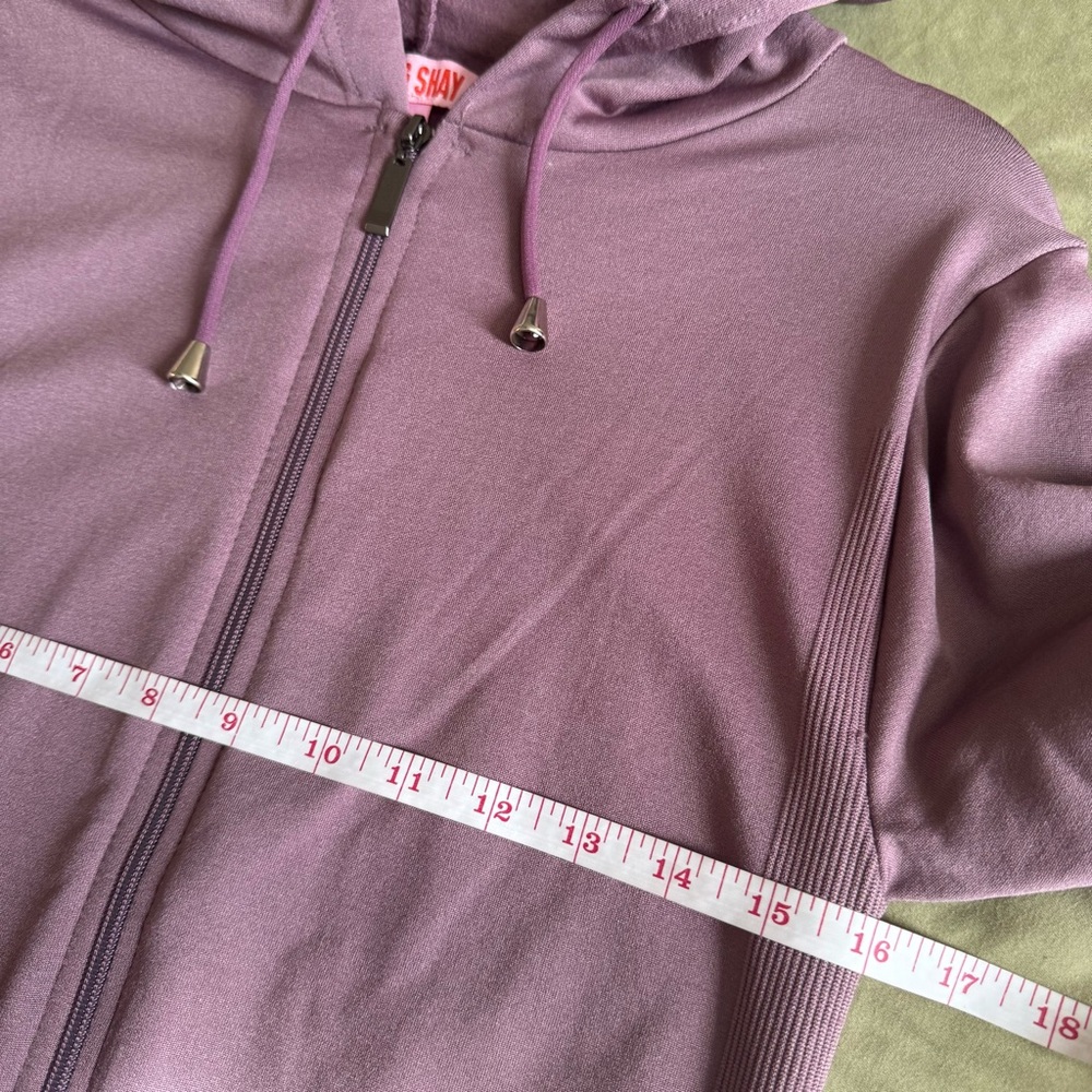 Mauve Zip-Up Fleece Lined Hoodie size M - Picture 6 of 7